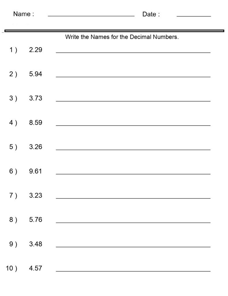 Place Value Worksheets Word Names For Decimal Numbers Worksheets 2 Digits Hun Made By Teachers