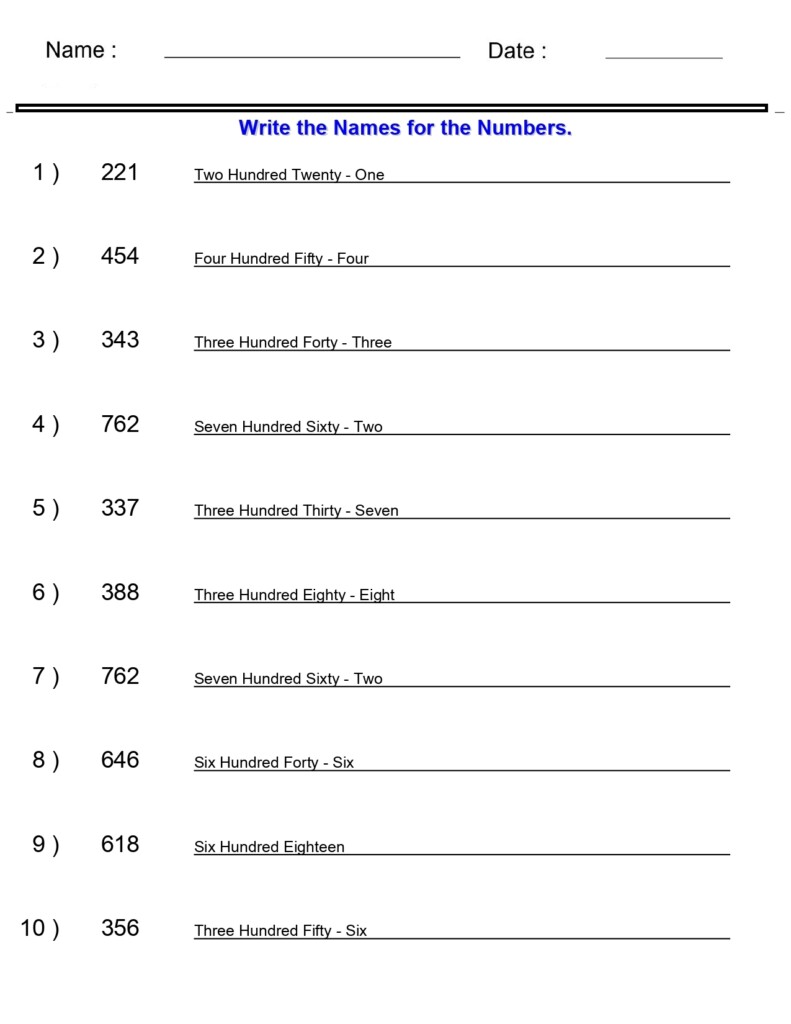 Place Value Worksheets Word Names For Numbers Worksheets 3 Digits 4 Digits Made By Teachers