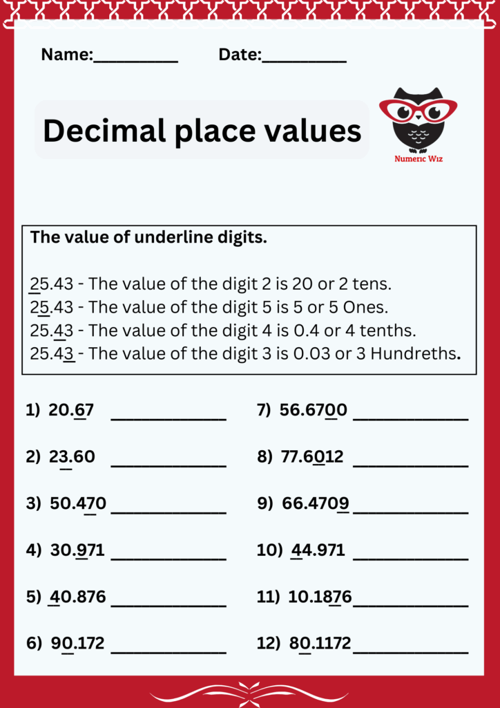 Place Values In Decimal Numbers Numericwiz Place Values In Decimal Numbers Numericwiz