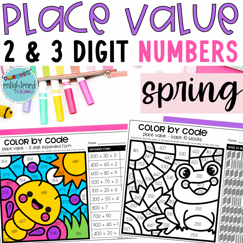 Spring Place Value Worksheets Color By Place Value 2 3 Digit Place Value Made By Teachers
