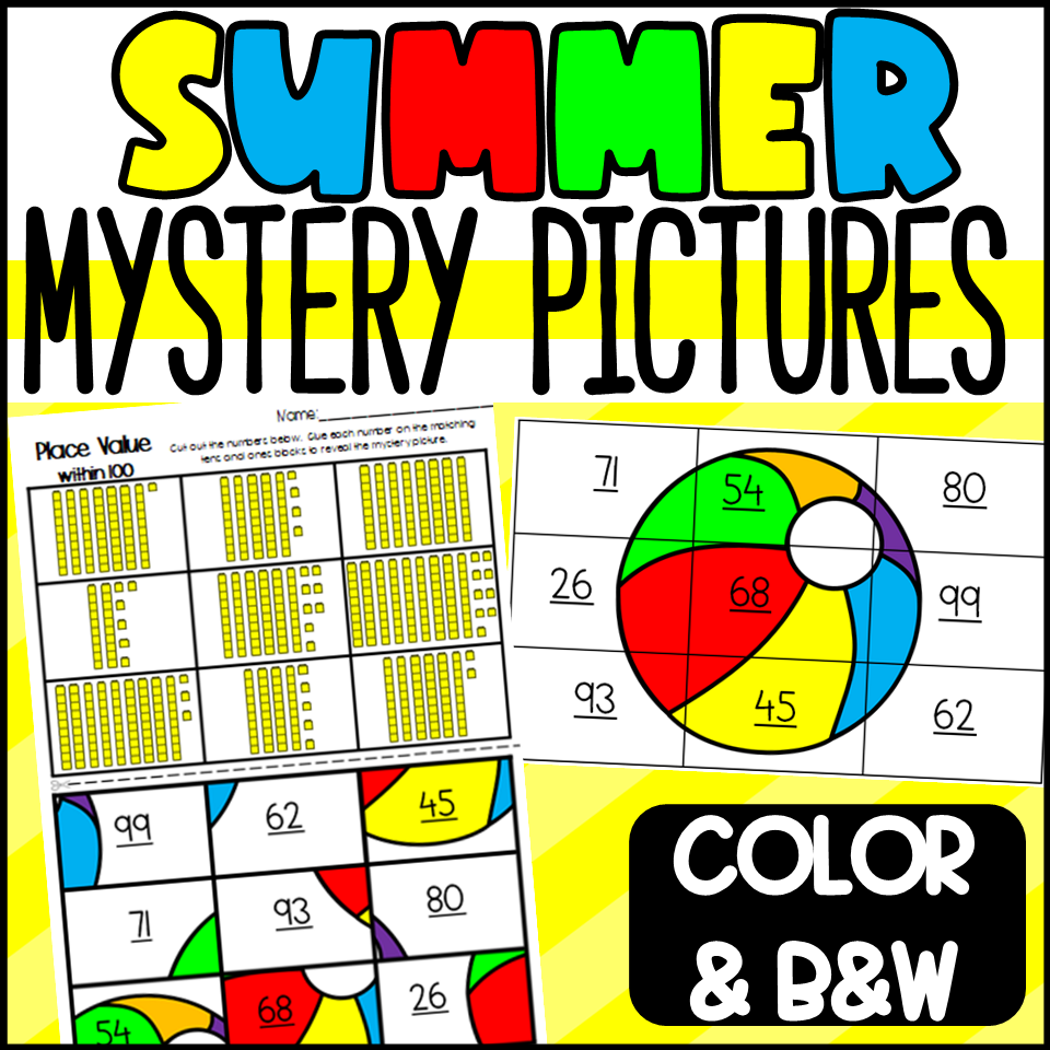 Summer Themed Place Value Mystery Pictures Tens And Ones Within 20 100 Made By Teachers