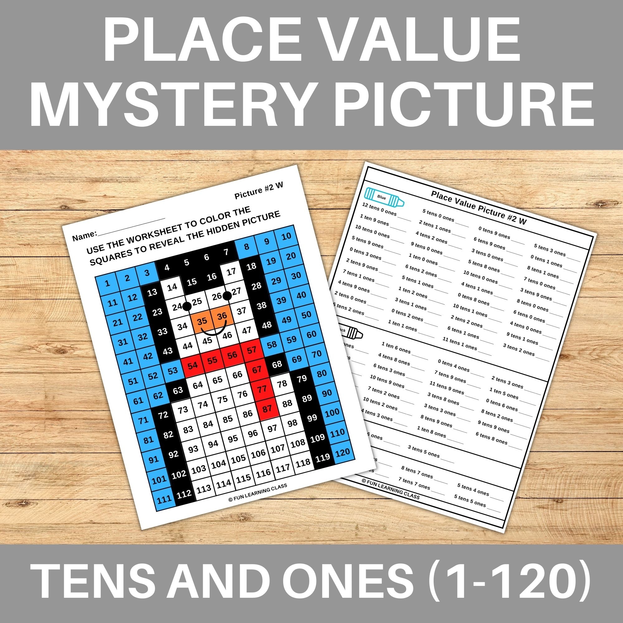 Winter Penguin Tens Ones Place Value 120 Chart Mystery Picture Made By Teachers