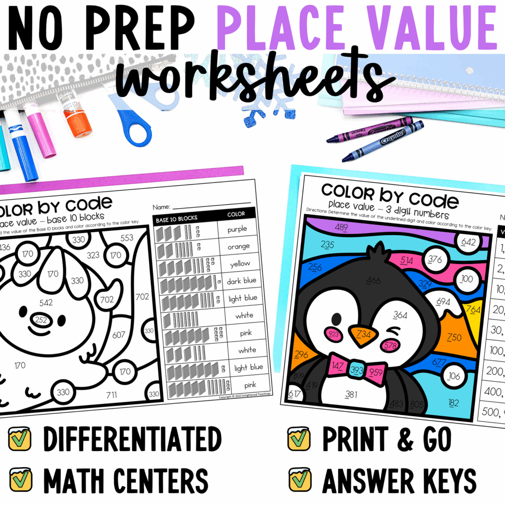Winter Place Value Worksheets Color By Place Value 2 3 Digit Place Value Made By Teachers Winter Place Value Worksheets Color By Place Value 2 3 Digit Place Value Made By Teachers