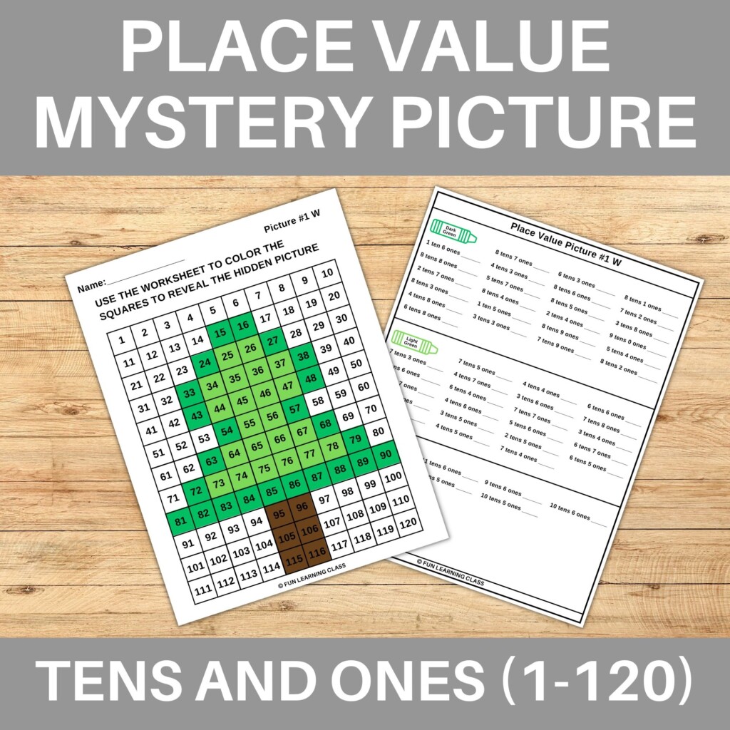 Winter Tree Tens Ones Place Value 120 Chart Mystery Picture Made By Teachers
