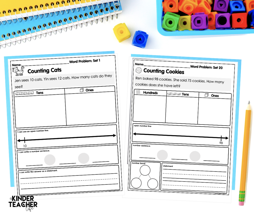 Word PRoblem Worksheets Using Place Value A Kinderteacher Life