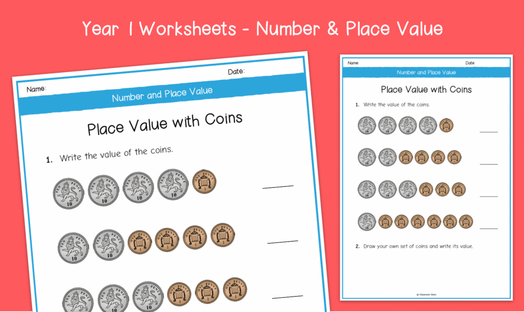 Year 1 Place Value With Coins Money Worksheets KS1 Number Place Value Primary Maths