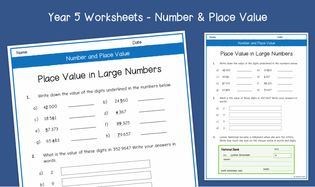 Year 5 Place Value In Large Numbers Worksheets KS2 Number Place Value Primary Maths